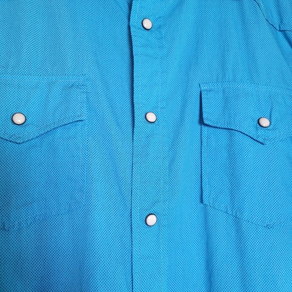 Ditch Plains Men's Blue Micro Dot Roll Tab Sleeve Pearl Snap Shirt Size Large - Picture 5 of 11